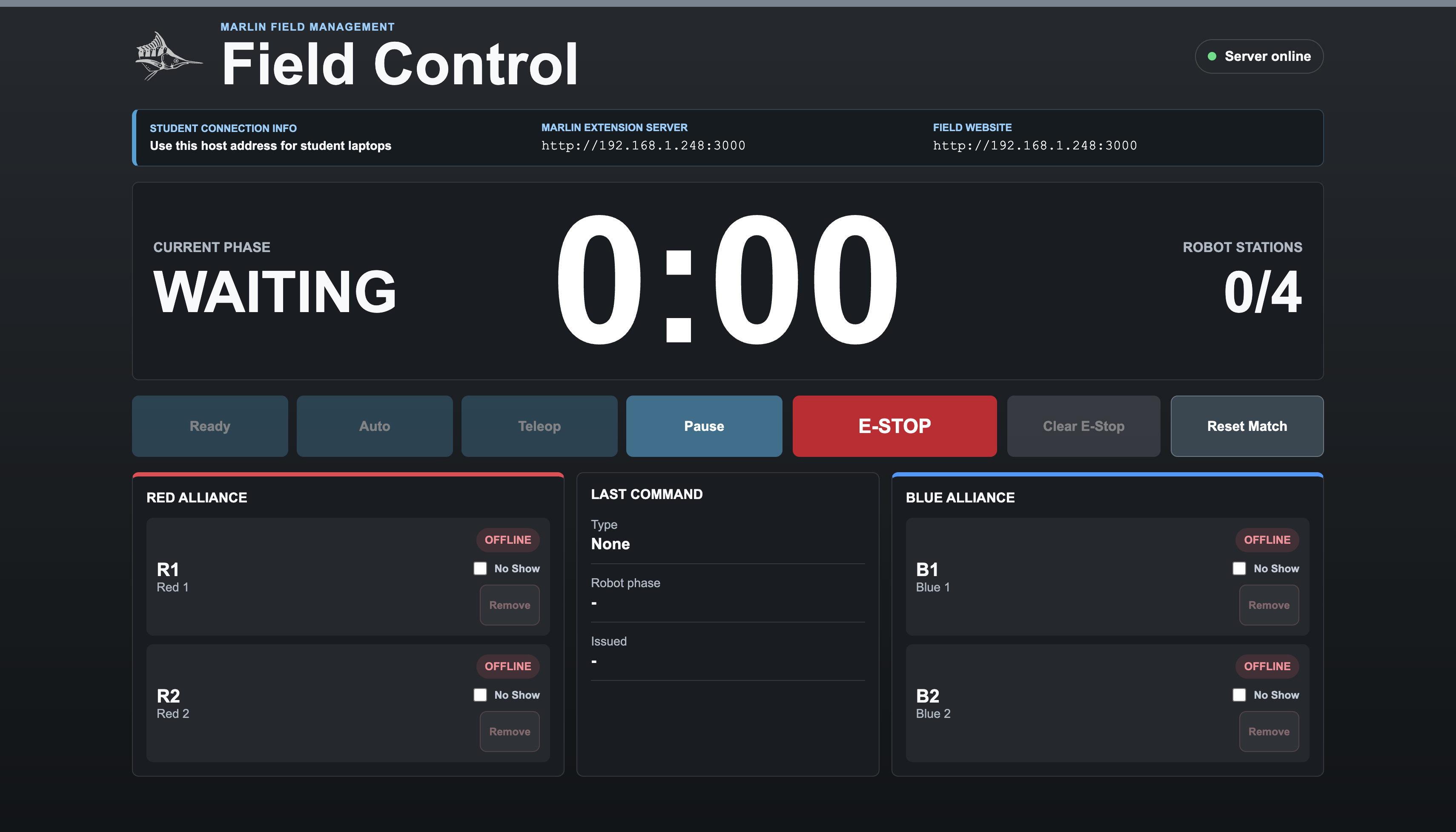 MARLIN PMS dashboard overview